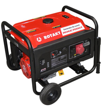 Generator De Curent Pe Benzina Rotakt ROGE7000T 6.8 kW, Trifazic, AVR, Voltmetru, Iesire De 12V, Consum 3,12 l/h