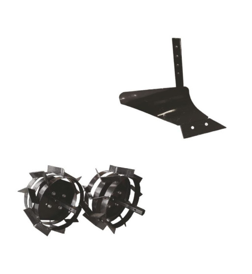 Pachet de accesorii motocultor, plug de arat, roti metalice 4.00-8