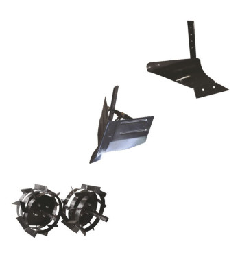 Pachet de accesorii pentru motocultoarele cu o putere mai mica de 8.5 CP, plug de arat, plug de bilonat, roti metalice 4.00-8
