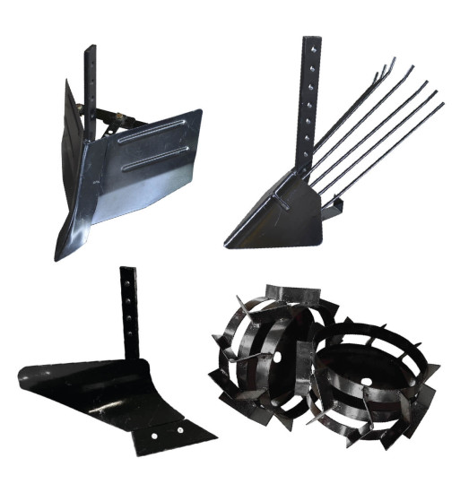 Pachet Accesorii plug Arat + Plug Cartofi + Plug Bilonat + Roti Metalice 4.00-8 (tija Scurta,fara Tub Hexagonal)