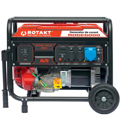 Generator De Curent Rotakt ROGE6000 6kw, Benzina, 15CP, AVR, Iesire 230V / 12V