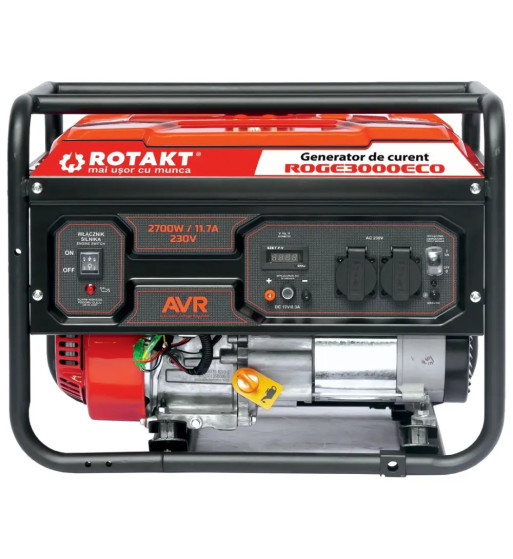 Generator De Curent Rotakt ROGE3000ECO 2.8KW, AVR, Benzina 7CP, Iesire 230V / 12V
